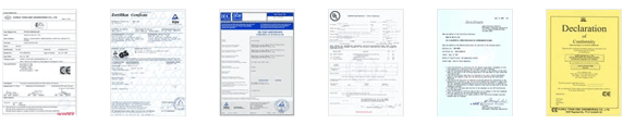 List of certificates achieved with Hurom Juicers from strenuous product testing and analysis.